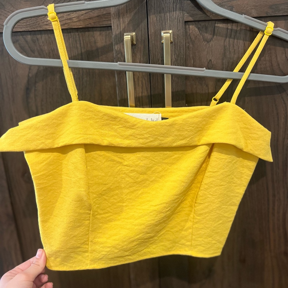 Yellow Crop Top with Side Buttons